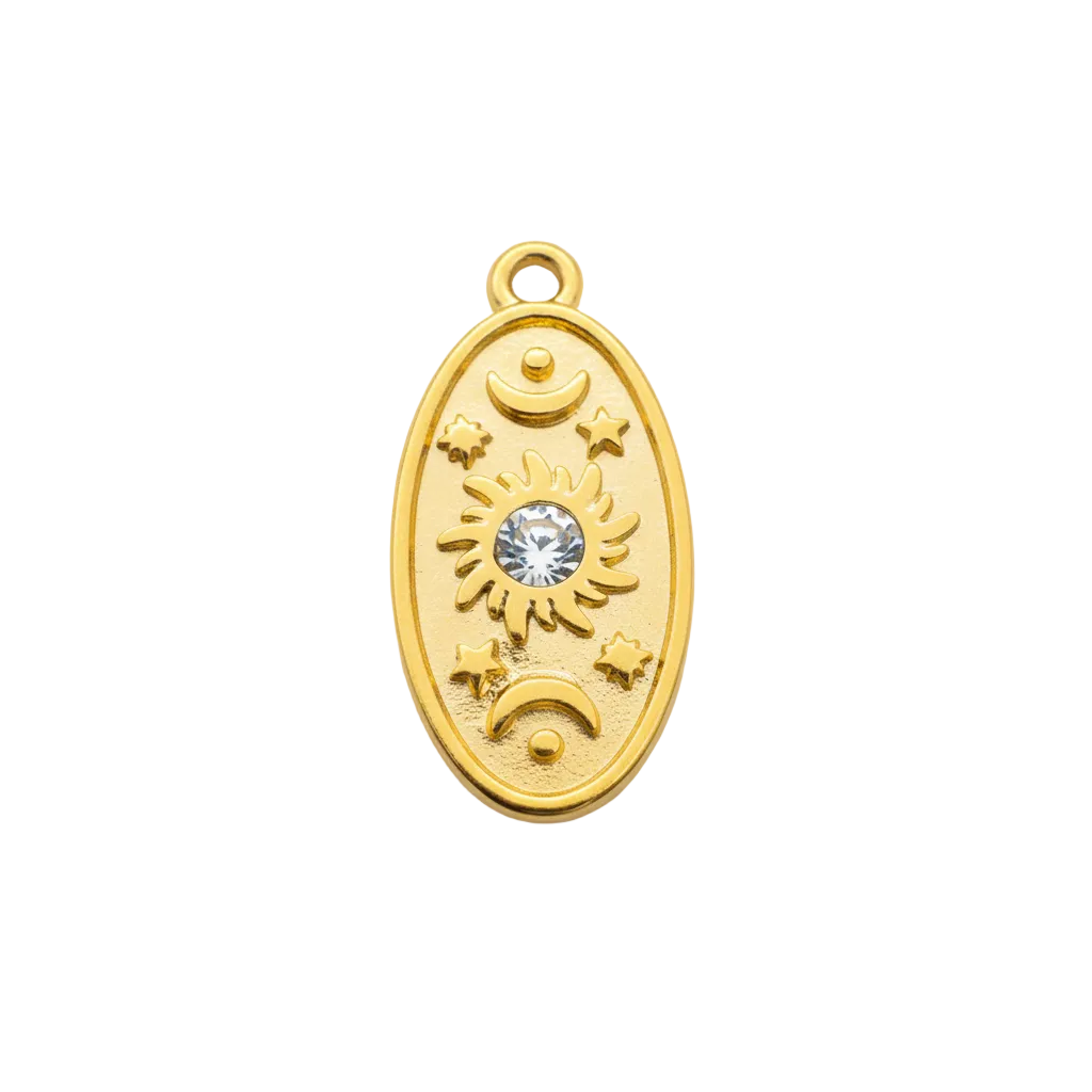 Ovaler Sonnen Charm mit Muster