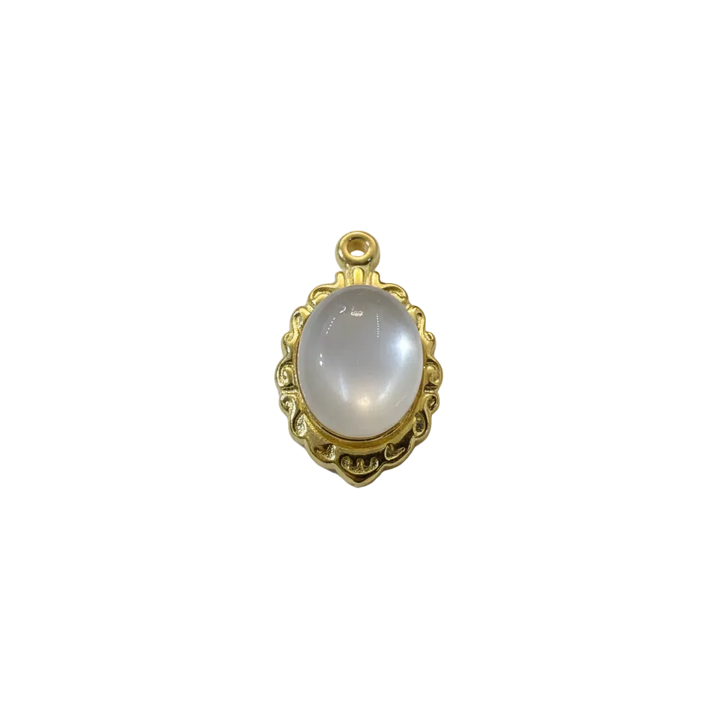 Ovaler Perlmutt Charm mit Goldrand