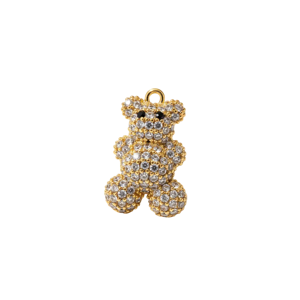 Teddybär Charm mit Zirkonia Steinen