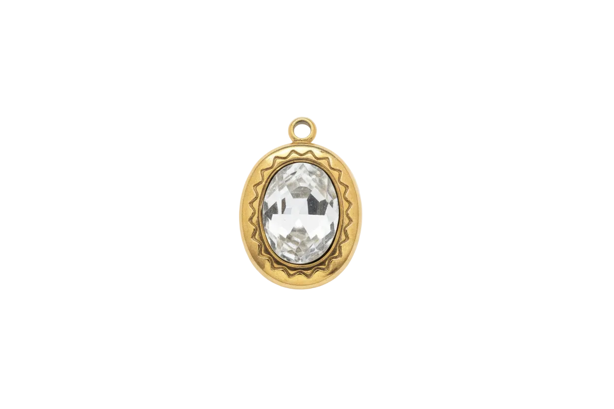 Ovaler Kristall Charm in Goldfassung