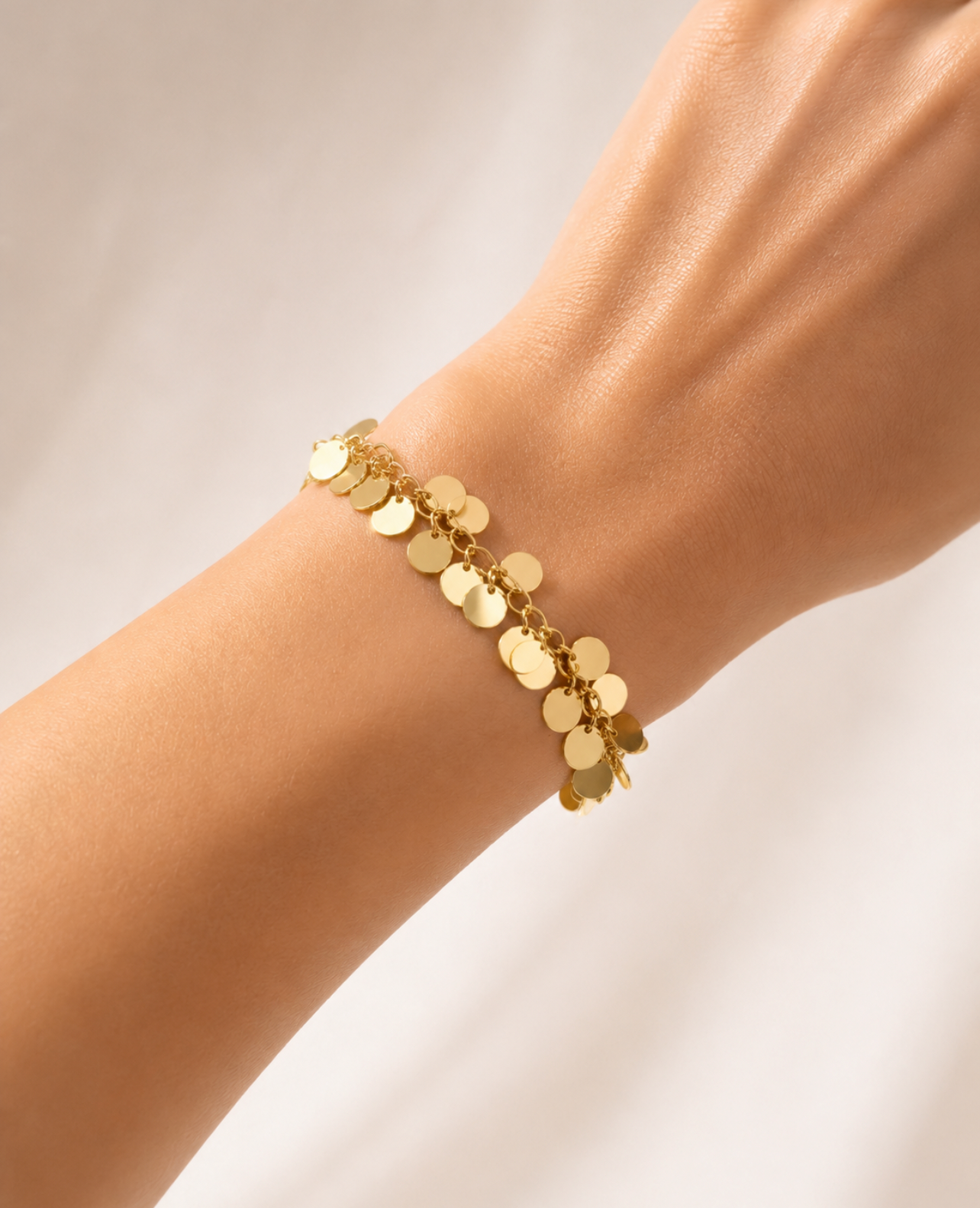 Golden Disc Fringe Bracelet