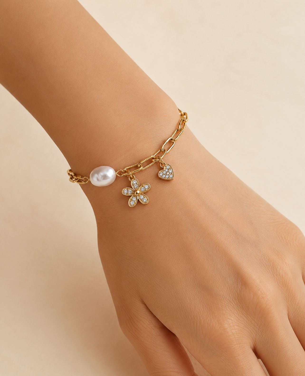 Pearl Bloom Charm Bracelet